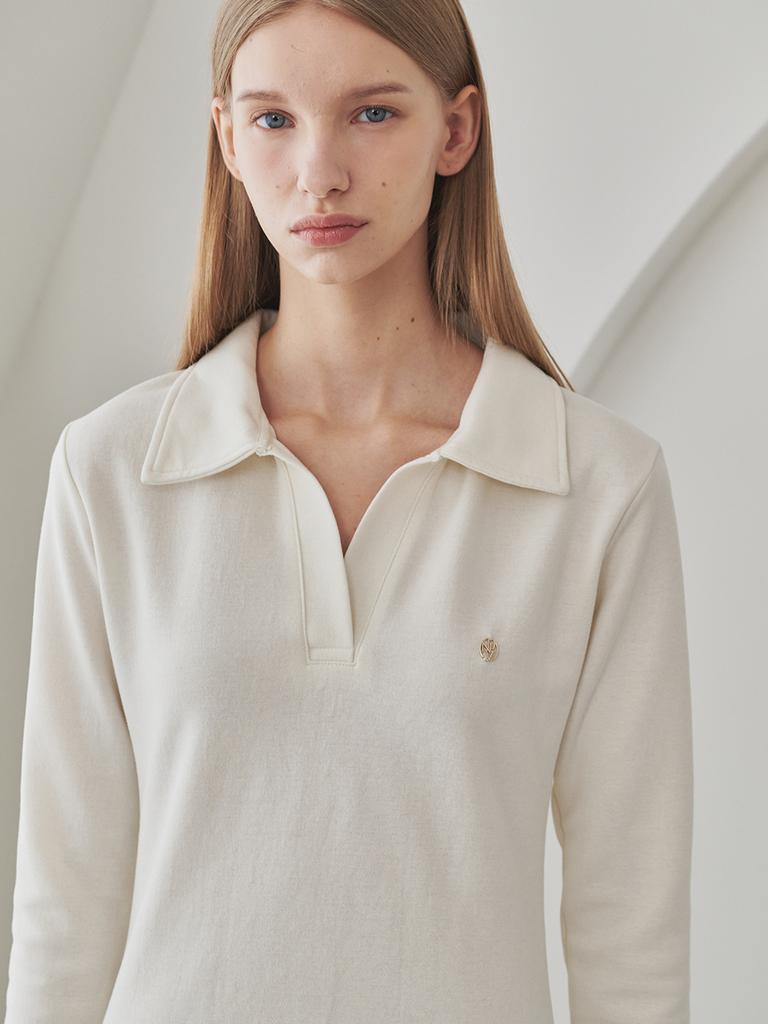 Nub Slim Fit Collar Dress - Ivory
