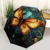 Stunning Butterfly Stained Cute Window Art Umbrella, Cute Umbrella with Cute Design, Portable 3-Fold Compact Umbrella for Men & Women, Valentine's Day