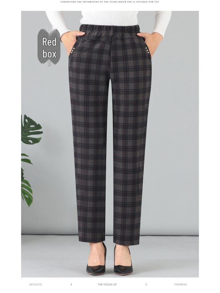 Women's High Waist Elastic Velvet Pants - Loose Straight Leg for Autumn/Winter