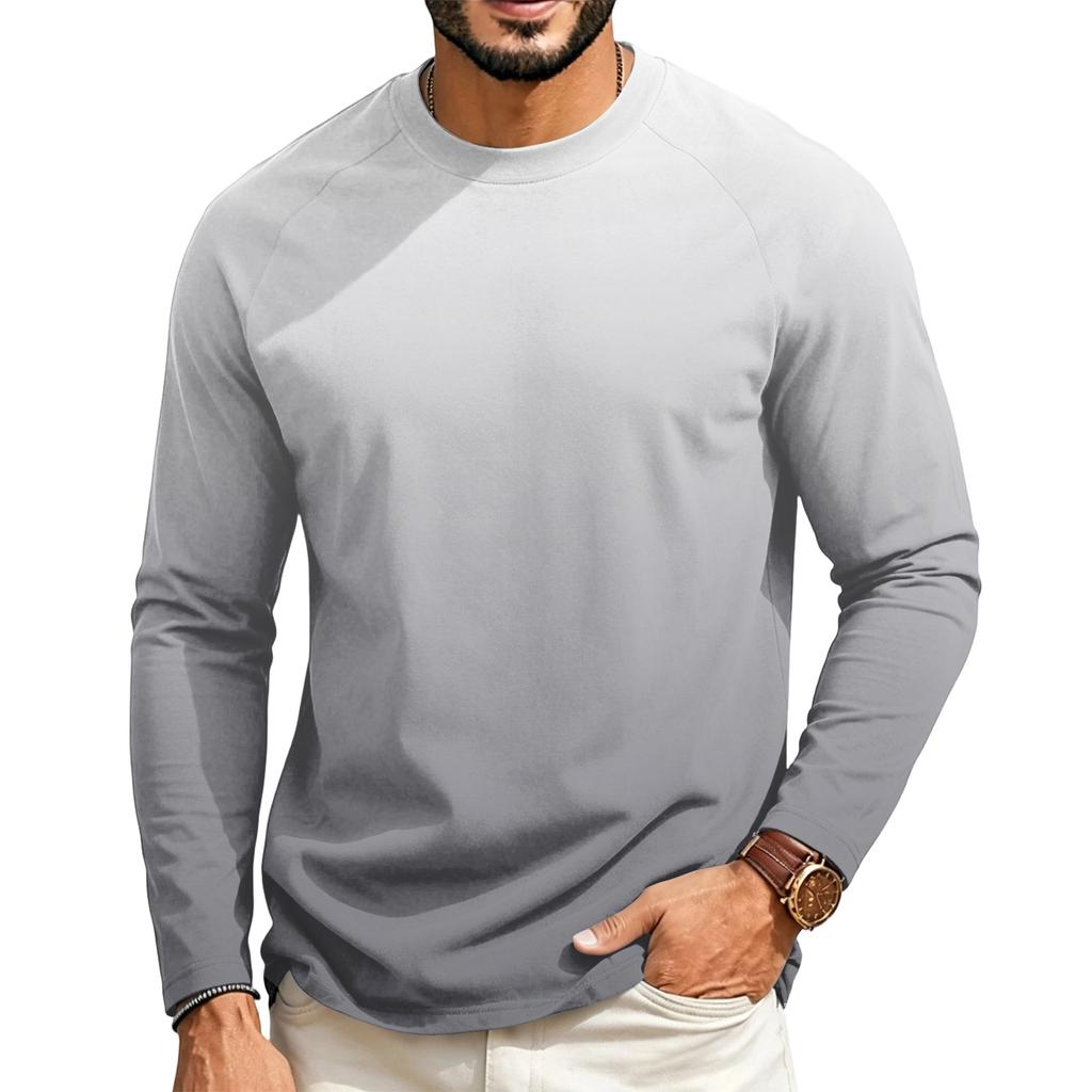 Men's Long Sleeve Raglan T-Shirt with Gradient Design for Casual Everyday Wear