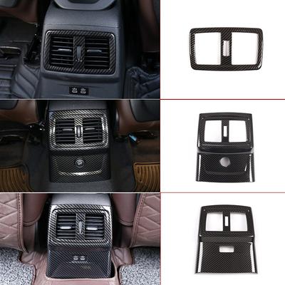 For BMW X1 F48 X2 F47 2016-21 ABS Carbon Fiber Car Rear Row Air Conditioner Air Outlet Frame Decorative Sticker Car Accessories
