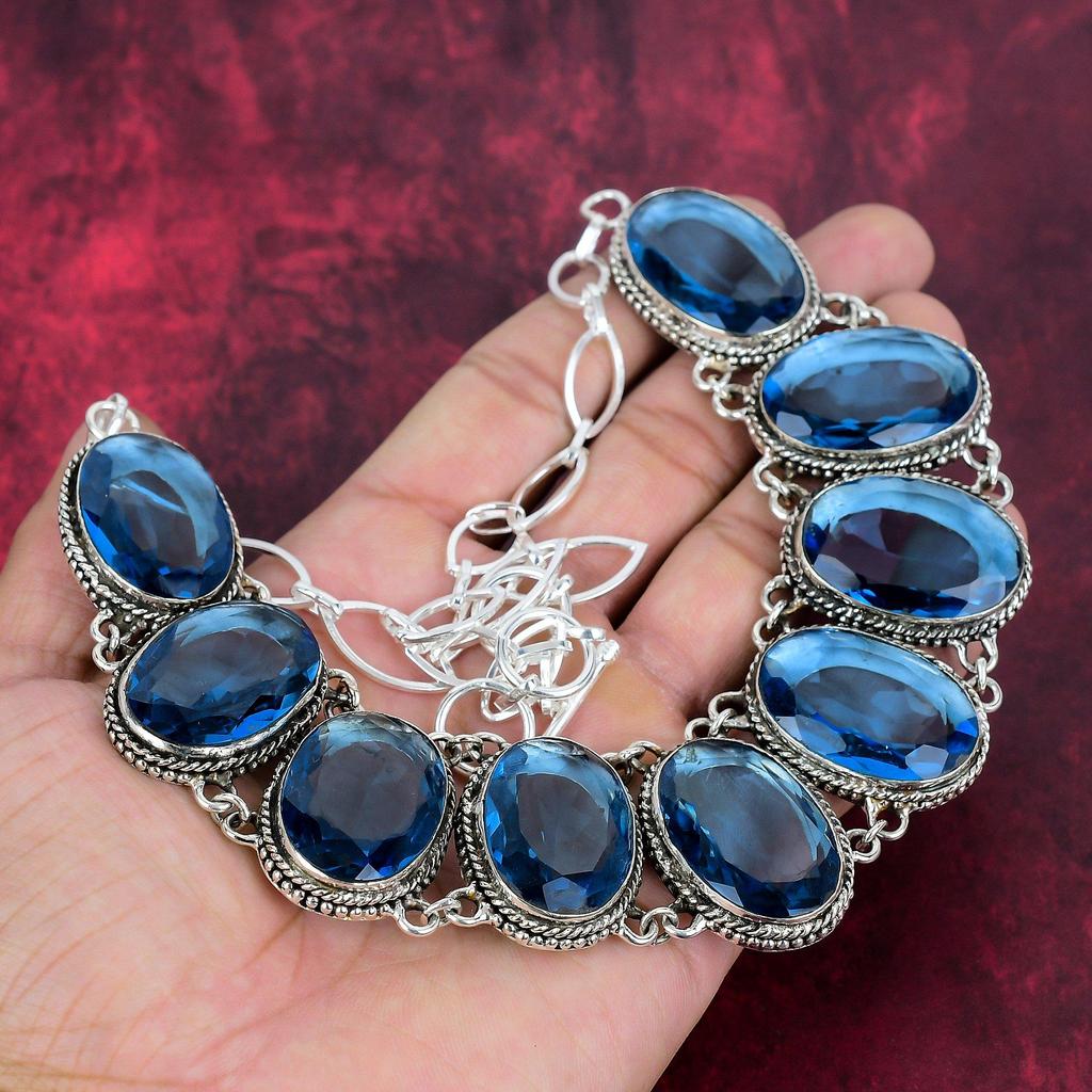 Tanzanit handgjort ädelstenshalsband, 925 solid sterling silver halsband antika smycken, justerbar kedja halsband Engagement Present