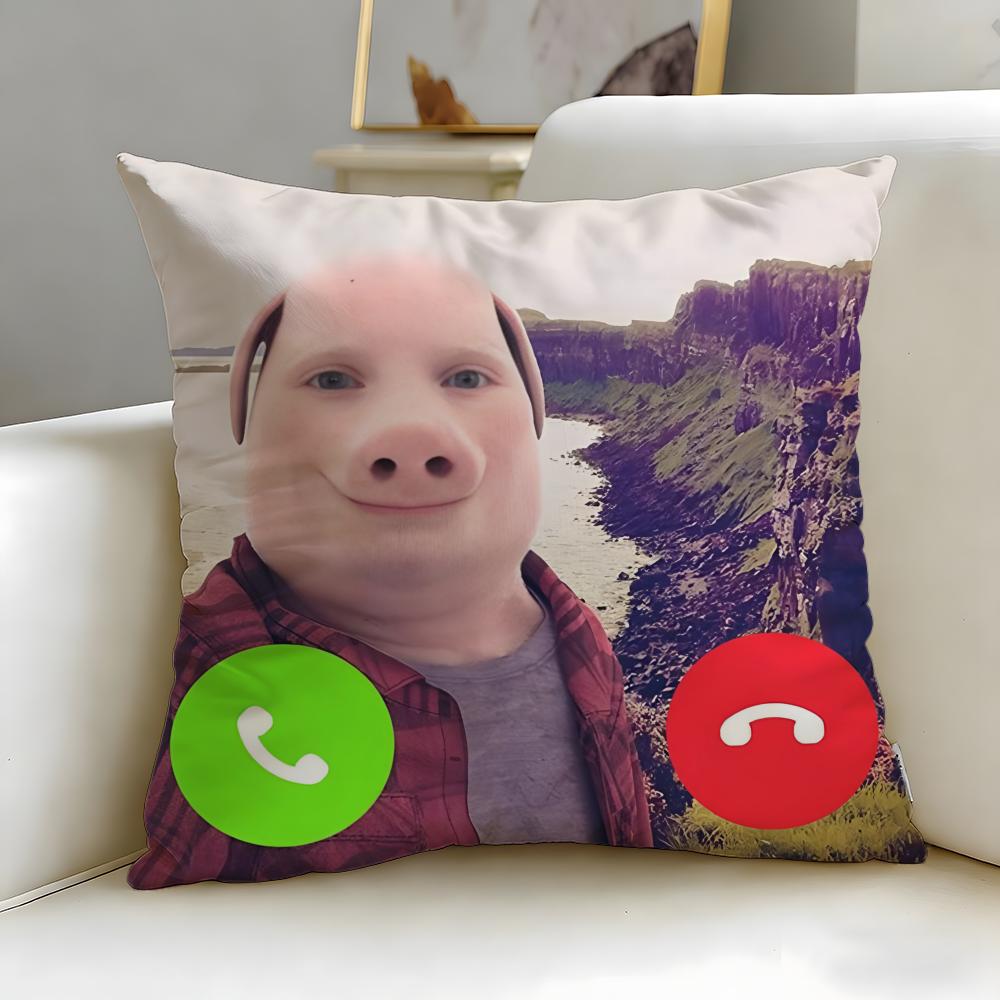 popular cartoon character John Pork Cushion Cover Soft EasyWash Pillow Case Versatile for Couch Bed Travel and Office