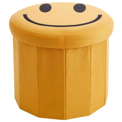 Puff de Armazenamento Dobrável com Rosto Sorridente para Crianças Organizador de Brinquedos Design Divertido Assento para Cantinho de Leitura Microfibra Macia Durável Serve para Sala de Brinquedos