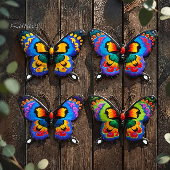 Outdoor Hanging Art Metal Butterfly Wall Decorations, Sculpture Decor, Iron Easy Installation Decor Indoor for Living Room Bedroom Garden Patio Fence