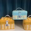 New Vintage PP Rattan Woven Storage Box with Lid, Portable Travel Case, Perfect for Wedding Gifts and Holiday Packaging