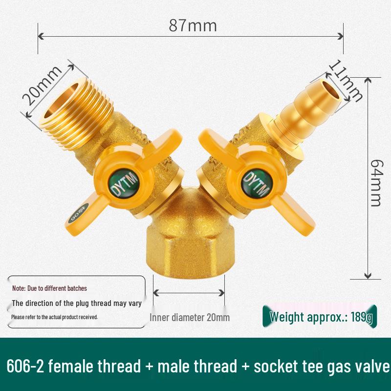 Shieldyun Gas Three-Way Valve with Switch for Natural Gas Meter Pipeline - Ball Valve Connector