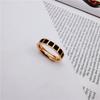 Korean Style Black Square Face Titanium Steel Ring Jewelry