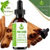 Casca de Canela Ervas Puras (Canela verum) Óleo essencial puro e natural de grau terapêutico, frasco de plástico com conta-gotas.