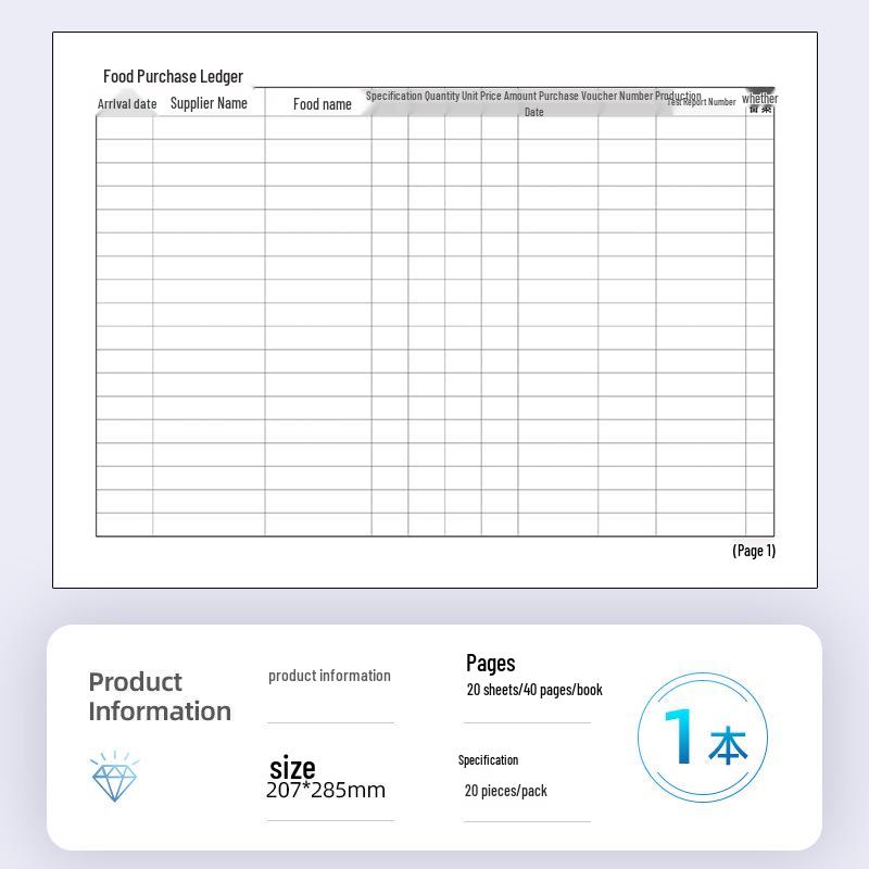 Restaurant Food Procurement and Receiving Ledger - Customizable Raw Material Record Book