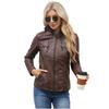 Women Autumn Hooded PU Leather Jacket Long Sleeve Zipper Motorcycle Jacket  Winter Outwear Coats
