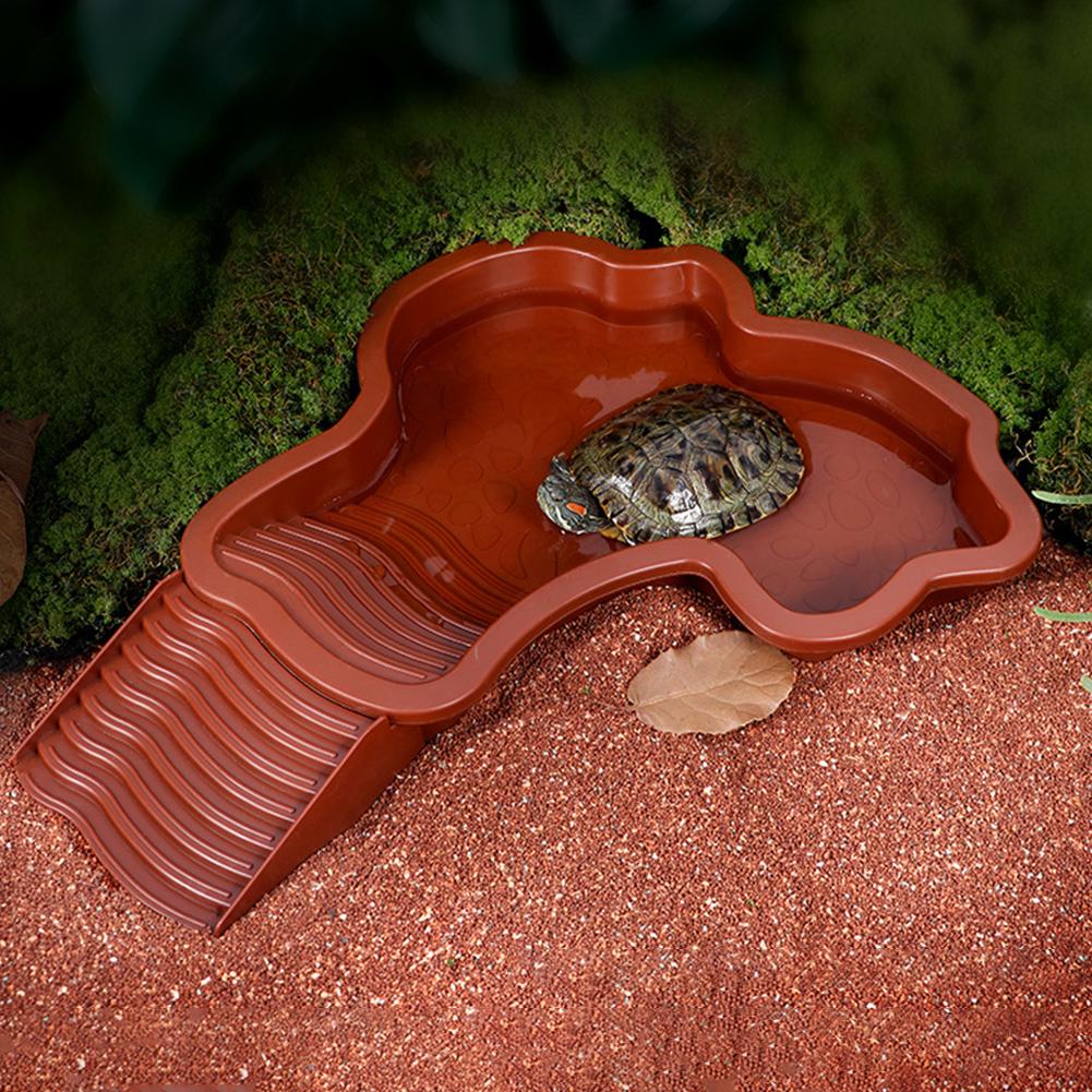 Schildkröten-Badebecken Freundliche Lebensumgebung Mit Stufen Für Reptilien Zum Ausruhen Und Baden Schildkröten-Futter Napf Reptilien-Badebecken L3T3