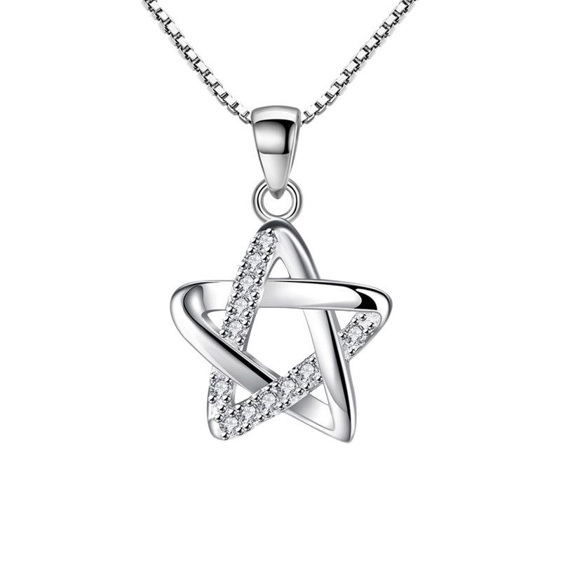 Stylish Six-Pointed Star Necklace - Japanese Korean Design, Hot Seller, In Stock Pendant Only платиновый
