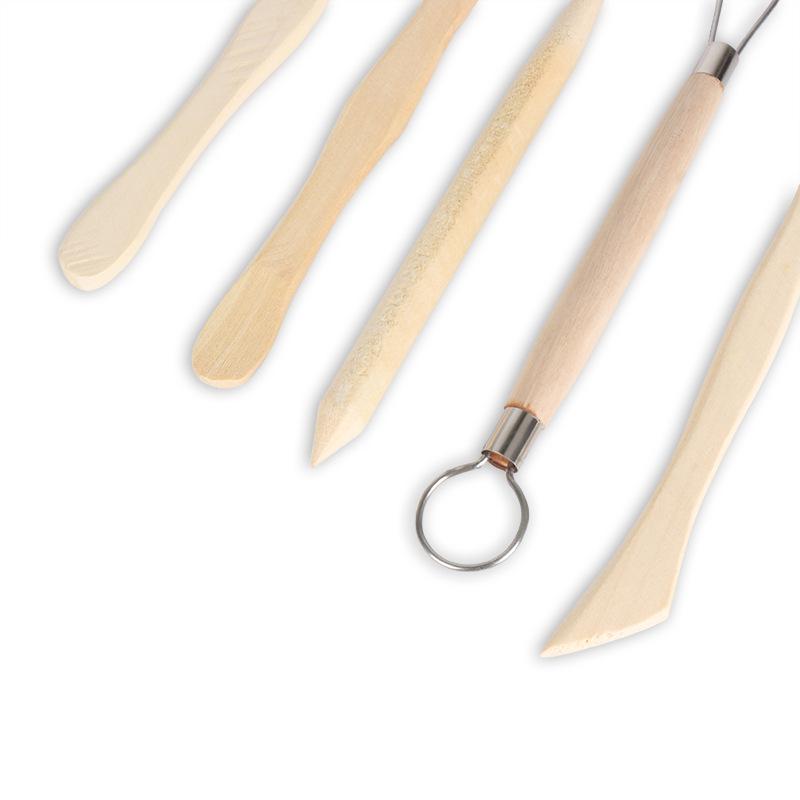 5-Piece Pottery & Polymer Clay Sculpting Tool Set with Wooden Knife