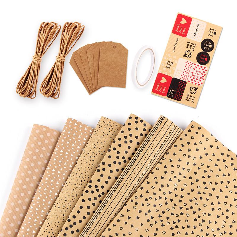 Valentine's Day Retro Kraft Wrapping Paper for Gifts, Birthdays, and DIY Projects