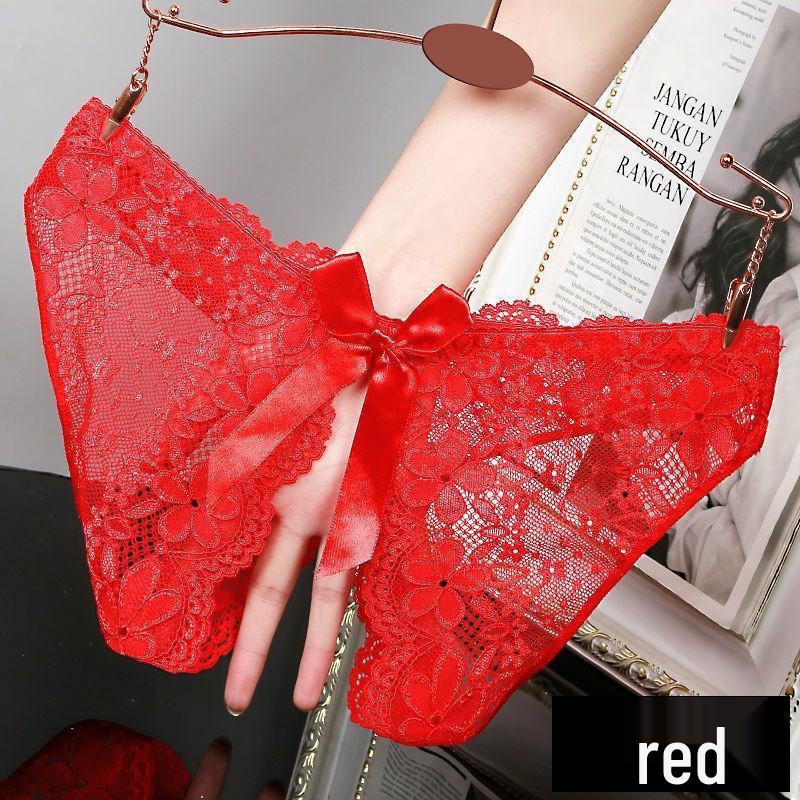 Lace Seamless Open Crotch Panties with Bow - Women's Sexy, Breathable, and Charming Design