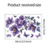 Purple Flowers Butterfly Wall Stickers Living Room Bedroom Background Decor Mural Self-Adhesive Wall Decals