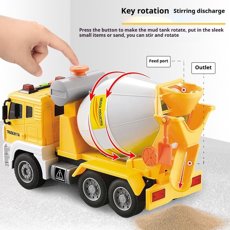 Engineering Vehicle Pneumatic Concrete Cement Mixer Truck Simulation Tank Truck Sound and Light Car Toy