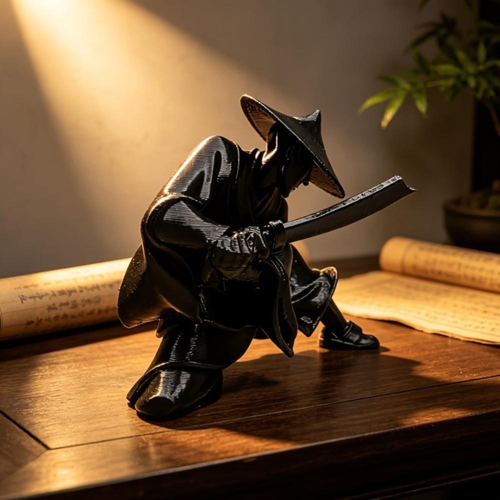 Decoration Ancient Warrior Statue Japanese Style Ninja Statue Cool Swordsman Figurine Indoor Use