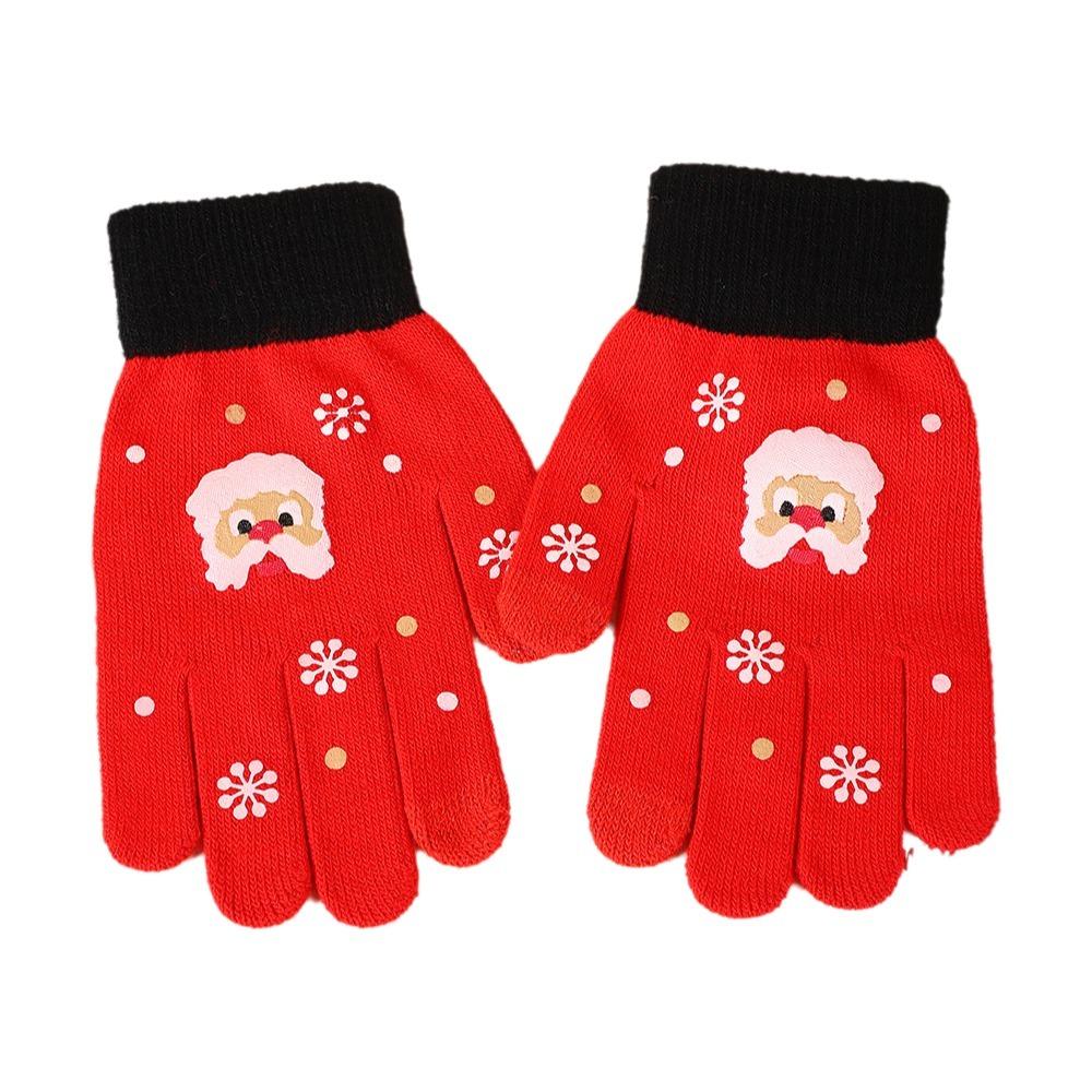 Touchable Screen Touchscreen Gloves Knitted Winter Gloves Cozy Cycling Mittens Cycling Driving Adult-Red