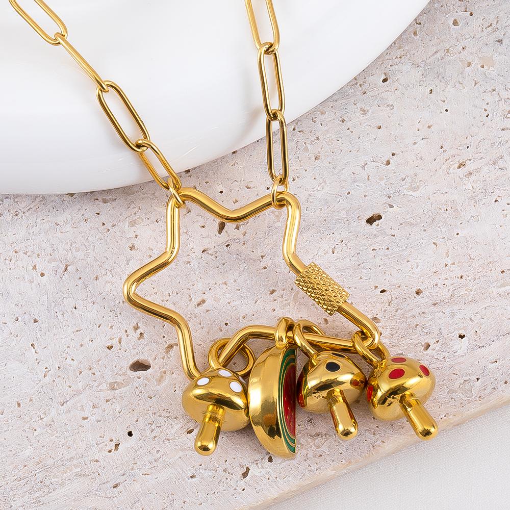 2 Stück 1 Stück Stern Herz Rahmen Anhänger Verbinder Edelstahl Halskette Kette Verstellbare Verlängerungskette Karabinerverschluss DIY Schmuckherstellung