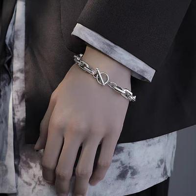 Bracelet Bijoux Acier Titane Hip Hop pour Hommes Femmes Boucle Ronde Épissé 1PC Bracelets Chaîne Cubaine Chaîne O Souvenir Unique