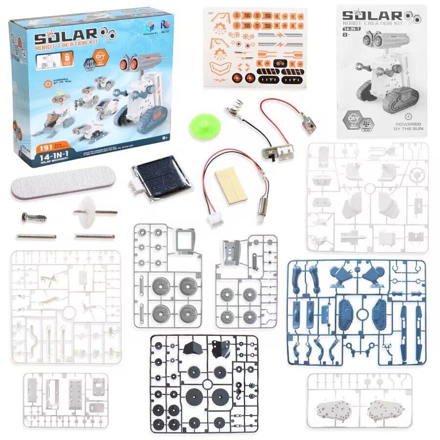DIY Solar-Powered 12-in-1 Educational Robot Kit for Kids