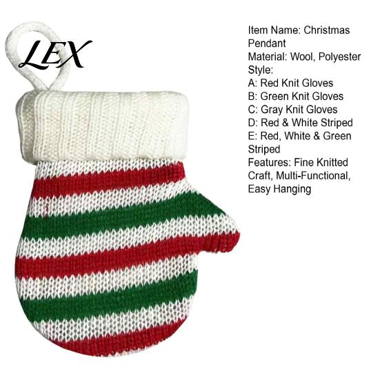 Decorative Keychain Accessory Mini Knitted Christmas Mitten Ornaments, Xmas Glove Hanging Decor, Festive Tableware Flatware Bag Charm Holders,
