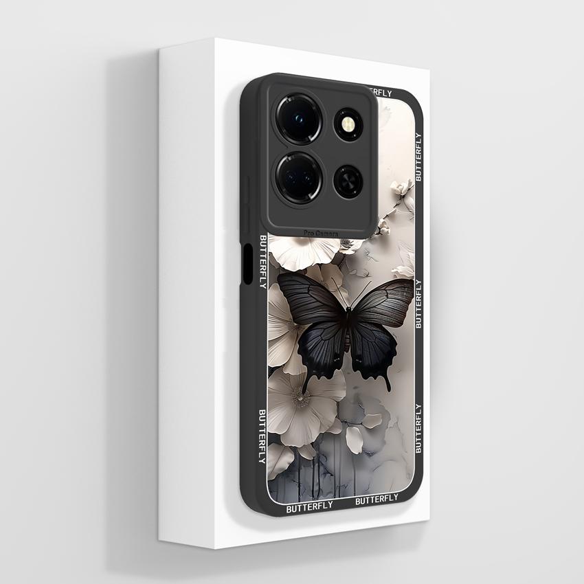 For Infinix Note 30 40 50 Pro Plus 50S 50x Beautiful Crystal Butterfly Phone Cases Screen Protector Liquid Silicone Dustproof Shell For Infinix Casing