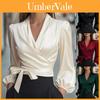 Camicetta in raso con scollo a V e incrocio per un look da ufficio elegante