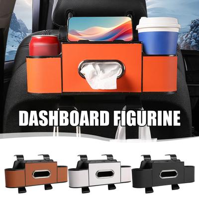 Auto-Rücksitz-Organizer mit Getränkehalter, Taschentuchbox, Multifunktional, Universell, Zum Aufhängen an der Kopfstütze des Autositzes