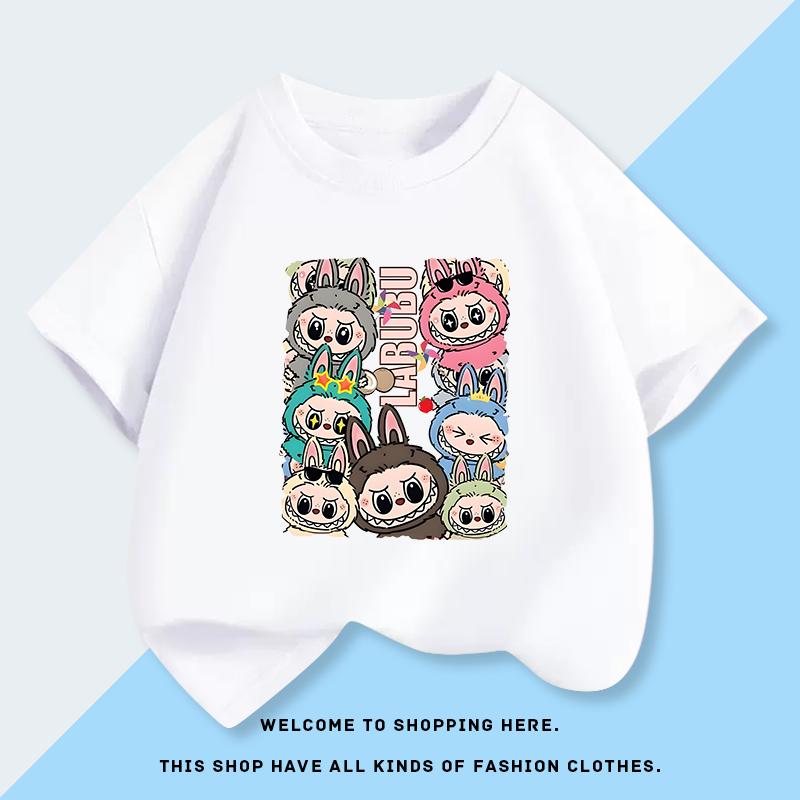 Labubu 3d Print Short-sleeved Children's T-shirt Fashionable Summer Clothes for Babies Half-sleeved Top for Big Kids