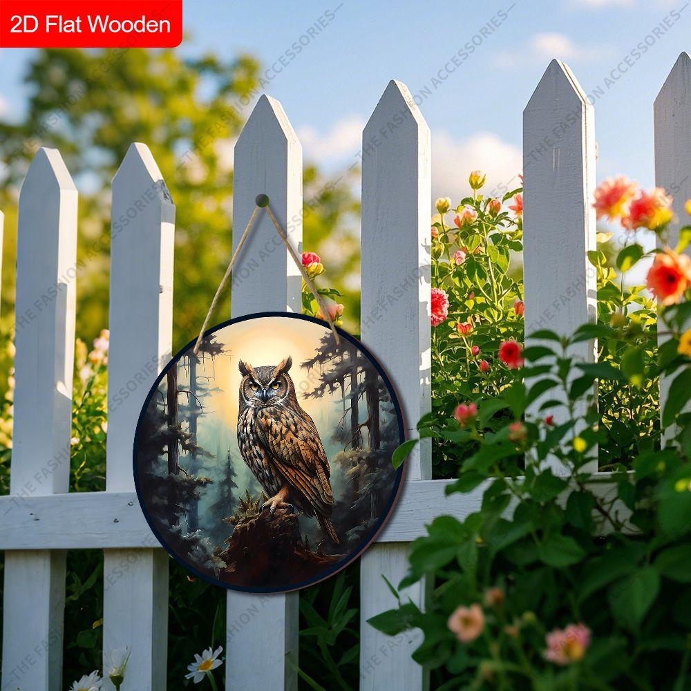 2D Flat Hanging Decorative Signs, Interior Wall or Door Decoration, Garden Decoration, Owl Pattern, Interesting Gifts for Family and Friends