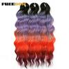 FREEDOM Synthetische Flecht-Haarverlängerungen Tief Gewellt 24 Zoll Lang Lockige Braids Haare Ombre Braun Regenbogen Twist Häkel-Haar