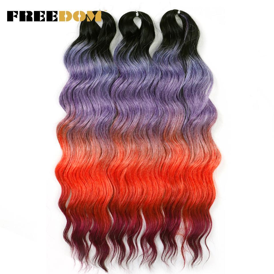 FREEDOM Synthetische Flecht-Haarverlängerungen Tief Gewellt 24 Zoll Lang Lockige Braids Haare Ombre Braun Regenbogen Twist Häkel-Haar