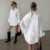 Women S White Long Sleeve Shirt Bear Print Mid Length Blouse