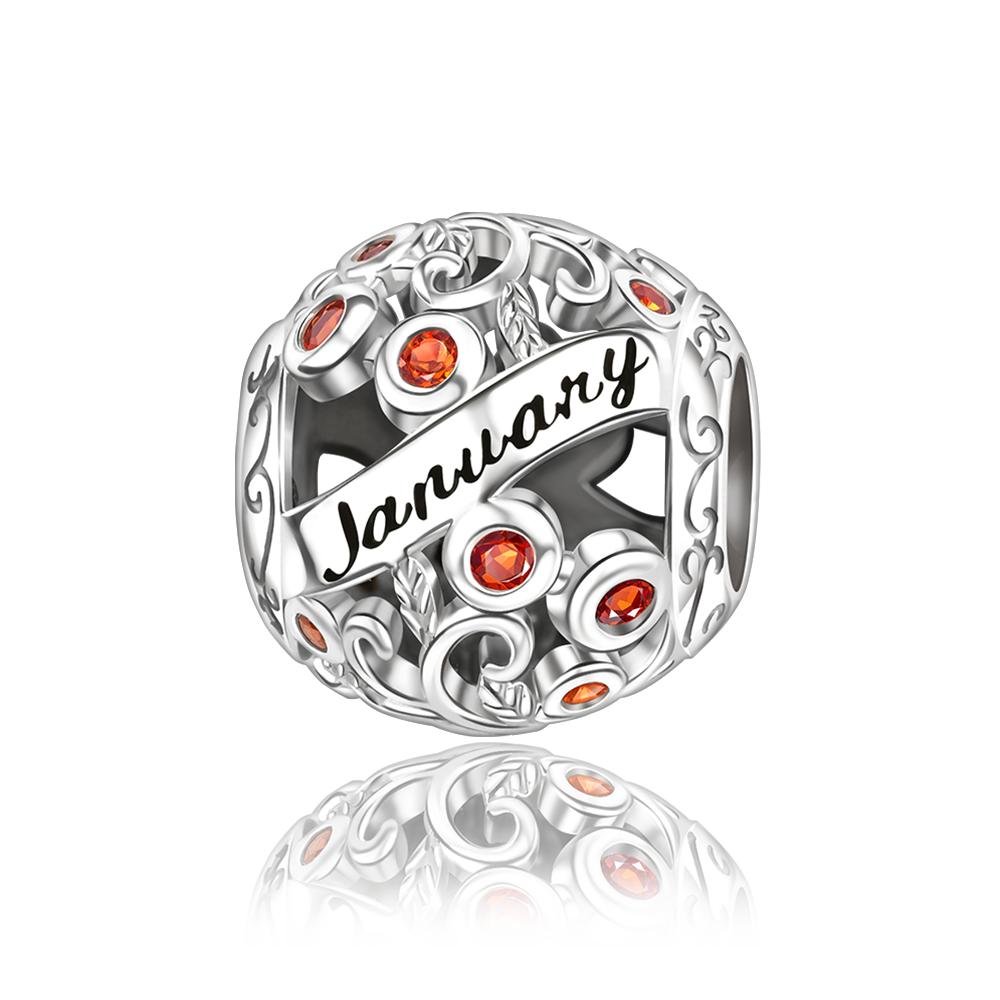 New 925 Silver Charms Colored Zircon Twelve Months Beads Pendant Bracelets Necklaces Womens DIY Jewelry Gift