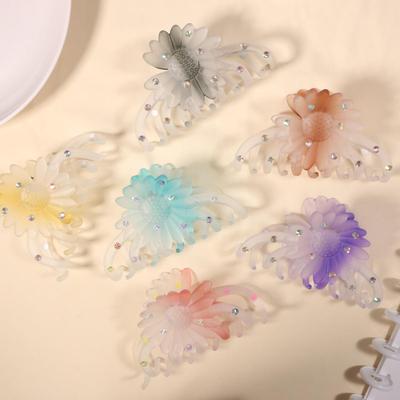 Gradient Flower Shark Clip: Transparent Jelly Color Bowknot Hair Accessory for Women