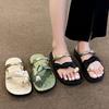 New Chinese Style with Skirt, Beach Shoes, Women's Summer Wear 2025 New Fairy Style Pearl Cover Toe Cool Slippers