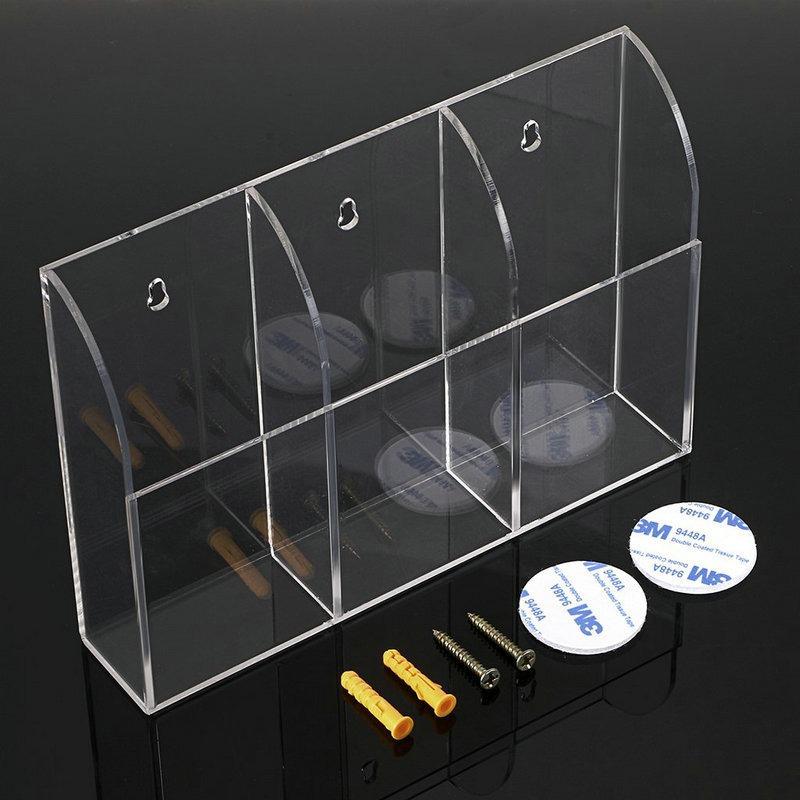 TV Remote Control Holder Wall Hanging Mount Acrylic Organizer Acrylic Stand Box Storage Home Organizer
