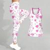 Heart Shaped Pattern Print Yoga Outfit for Women Fashion Workout Leggings Fitness Sports Casual Yoga Set Sports Suit Valentine's Day Exclusive