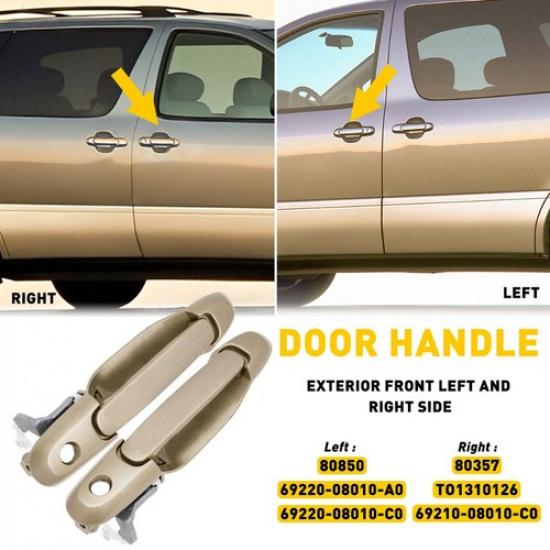 2x Exterior Door Handles Front For 1998-2003 Toyota Sienna Side Driver/Passenger