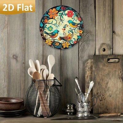 8x8 Inch Vintage Floral Bird Tin Sign Retro Metal Wall Art for Kitchen Living Room