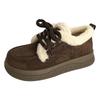 Leather velvet thermal cotton shoes, new autumn and winter snow boots, women's thick-soled lamb wool shoes