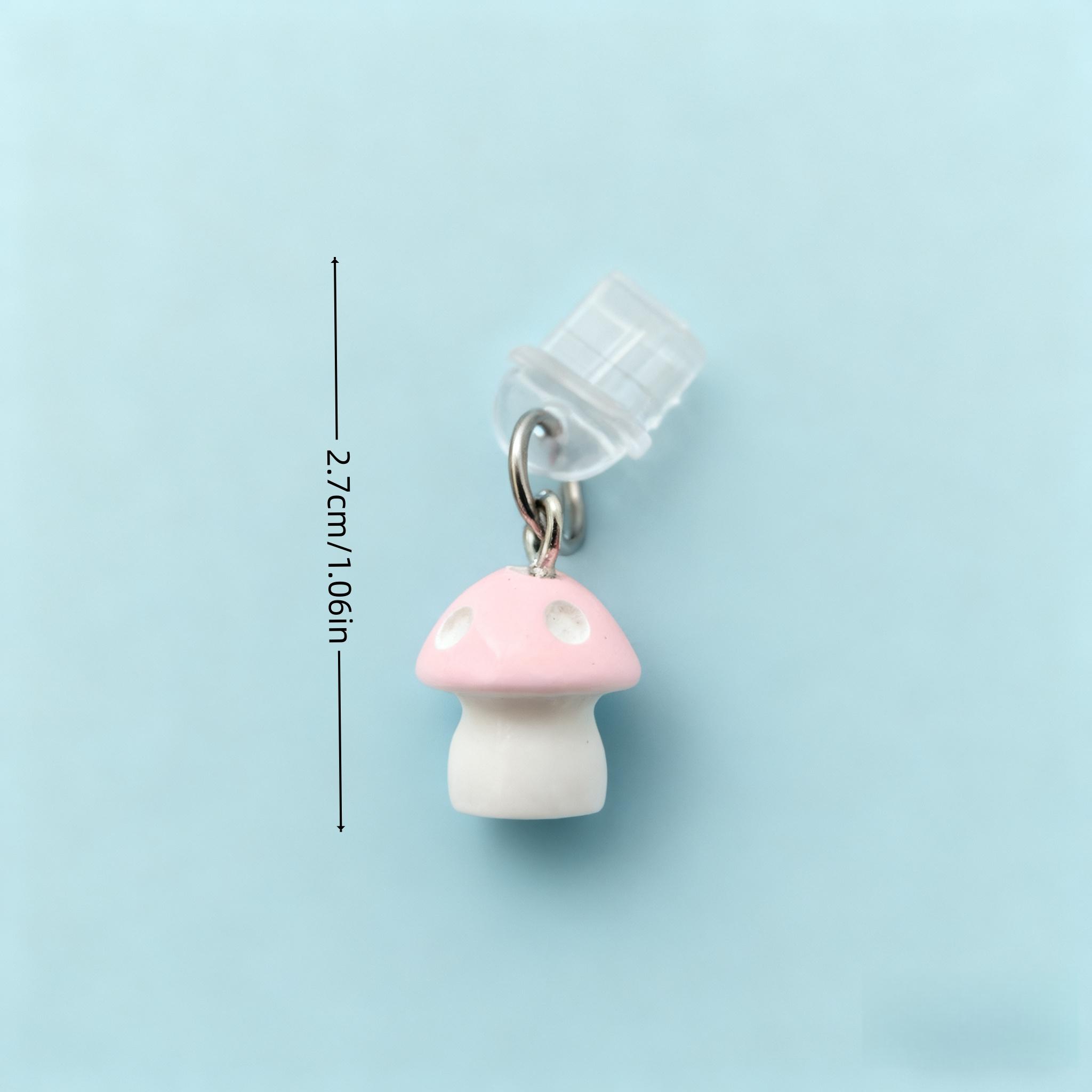

1Pc Cute Pink Mushroom Phone Dust Plug Charm Forest Style Small Accessory For iPhone5-14