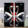 2Pcs Elegant Red Rose Flower And Heart Swan Printed Curtain For Home Decor Suitable For Bedroom Office Kitchen Living Room And