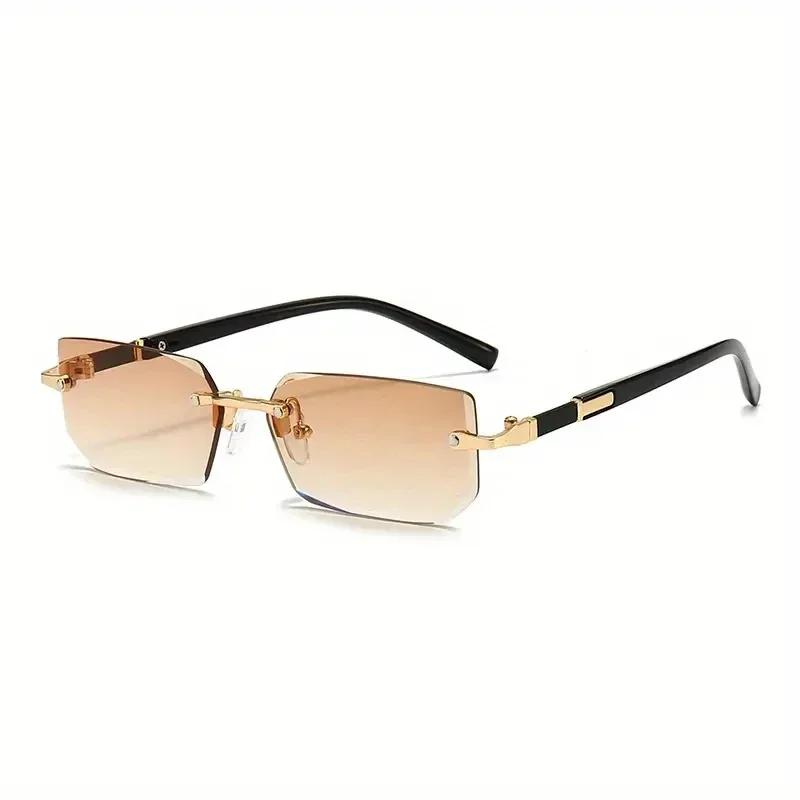 Rimless Sunglasses Rectangle Fashion Popular Women Men Shades Small Square Sun Glasses For Female Male Summer Traveling
