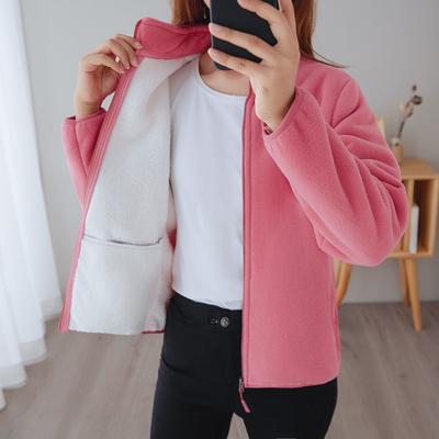 Autumn and Winter Polar Fleece Jacket Women's Plus Velvet Thick Warm Fleece Fleece Double-sided Fleece Top Loose Mother Wear