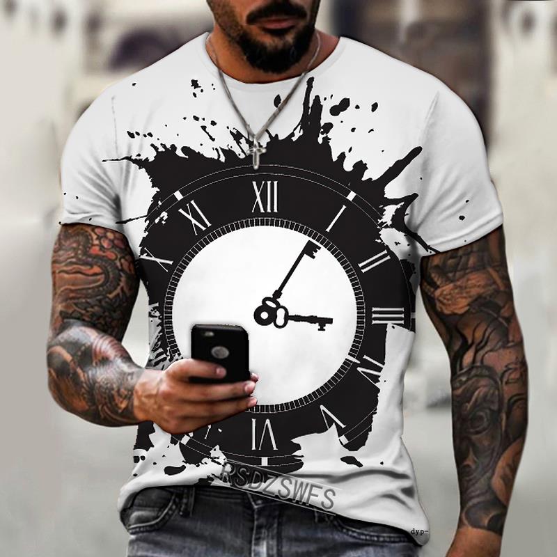 2022 Brand Men’s Shirt 3D Printing Retro Compass Street Cool Trend T-shirt O-neck Design Fashionistas Wear Oversize 5XL