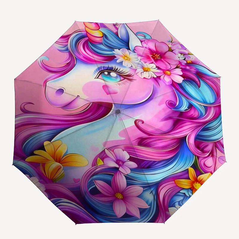 1pc Unicorn Fantasy Art Umbrella with Plastic Handle,Suitable for All Seasons Home Travel Outdoor Umbrellaptys31092